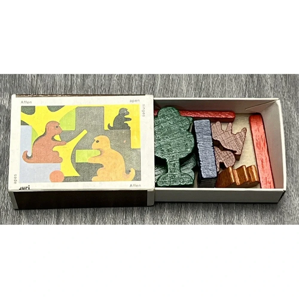 Vintage JURI Wooden Toy Blocks Building Set Matchbox W-Germany Monkeys Apes Tree